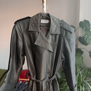 Vintage 90s Korean J.G.HOOK Grey Longline Classic Sportswear Trench Coat size 2